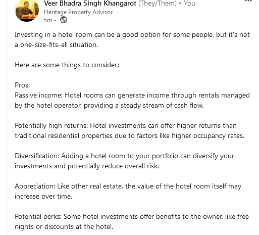 Investing in a hotel room can be a good option for some people, but it's not a one-size-fits-all situation. 

#Hotel #TopPerformer #Paytm #InvestmentOpportunities