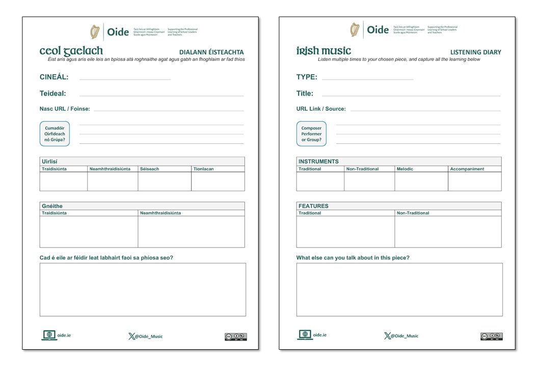 Éisteacht an Cheoil Ghaelaigh á plé agaibh in bhur seomra ranga ceoil? Féach ar ár nDialann Éisteachta ag oide.ie/wp-content/upl… Check out our Irish Music Listening Diary support at oide.ie/wp-content/upl… @ITMADublin @Comhaltas @GaelLinn @TG4TV @CoggOid @PPMTA @oide_Ireland