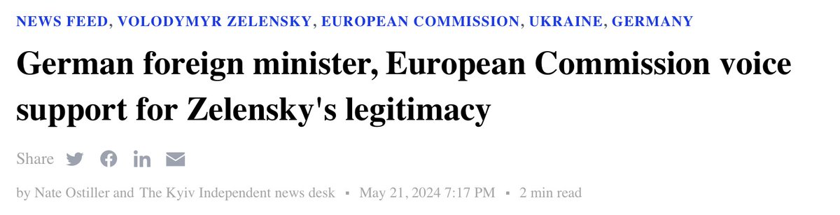 The EU confirms impossibility of holding presidential election in Ukraine amid the war, and that president Zelensky remains fully legitime. Well, we at the @EuroResilience explained this months before from both legal & political perspectives: european-resilience.org/analytics/post…