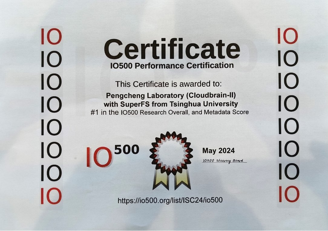 thudcst's tweet photo. 🚀#Tsinghua DCST's Storage Research Group tops the #IO500 list again at #ISC24! Their high-performance file system SuperFS on the Pengcheng Cloudbrain-II leads the way in supercomputing storage. Congratulations to the team for pushing the boundaries of #HPC!🎉 https://t.co/ITNORi0i2W