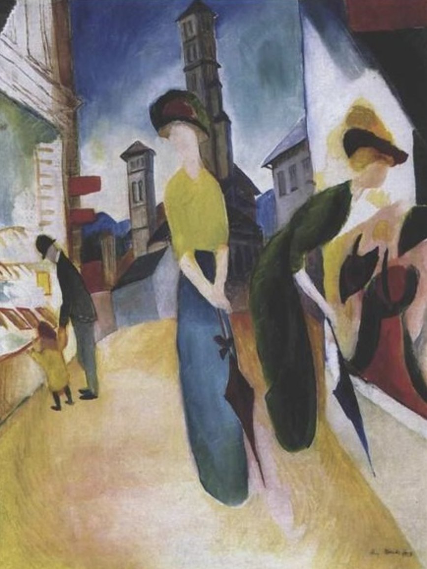 ‘Two women in front of a hat shop.’ #Painting by August Macke (1914) #art