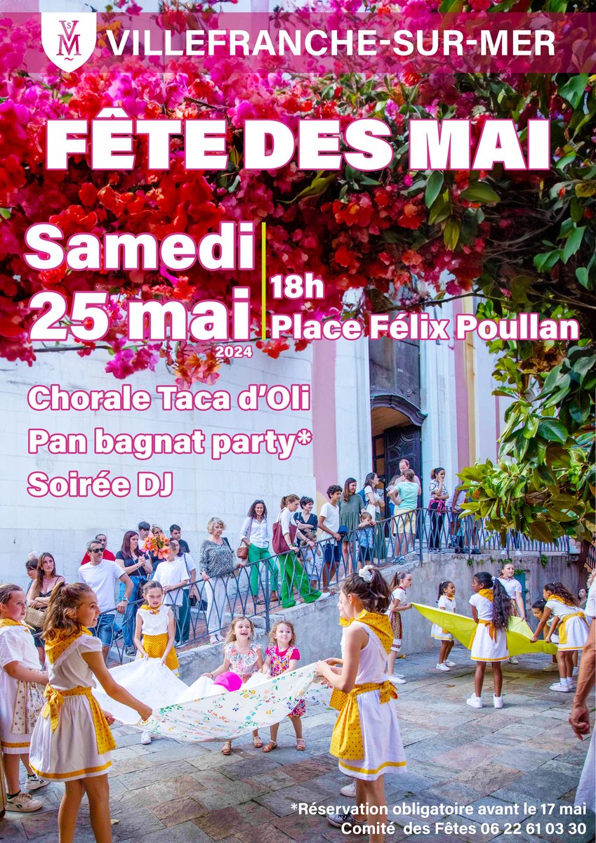 Ce samedi 25 mai à 18h, venez vivre la traditionnelle fête des Mai à @Villefranche06 ! 🎉 Spectacles, chant de chorale, soirée dansante... Un programme qui plaira aux petits et aux grands ! 📍Place Félix Poullan 👉bit.ly/3V80AP5 #ExploreNiceCotedAzur