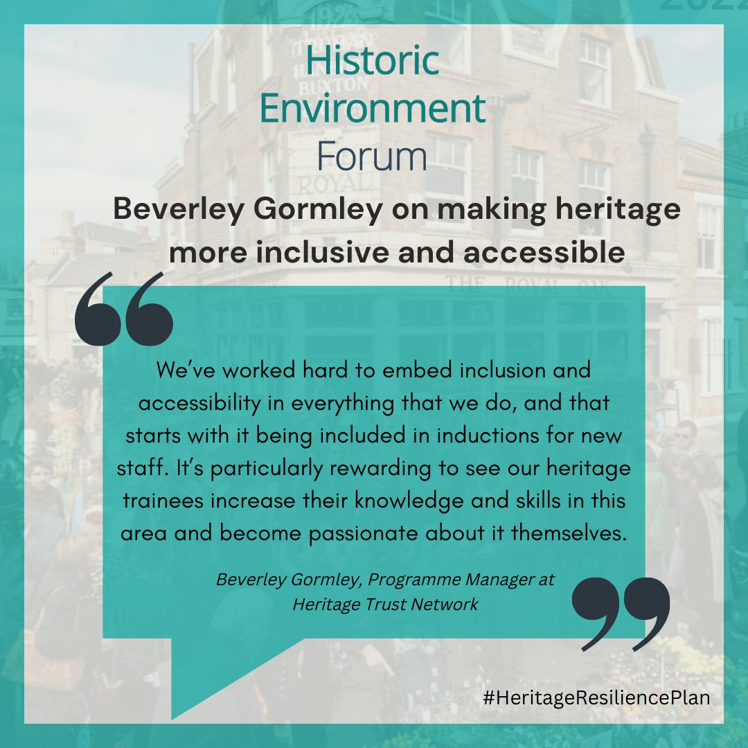 We are pleased to share another Diversity & Inclusion themed @HistEnvForum Sector #Resilience interview. We hear from Beverley Gormley at @HTNmembers about her passion for making #heritage more inclusive and #accessible: historicenvironmentforum.org.uk/diversity-incl…