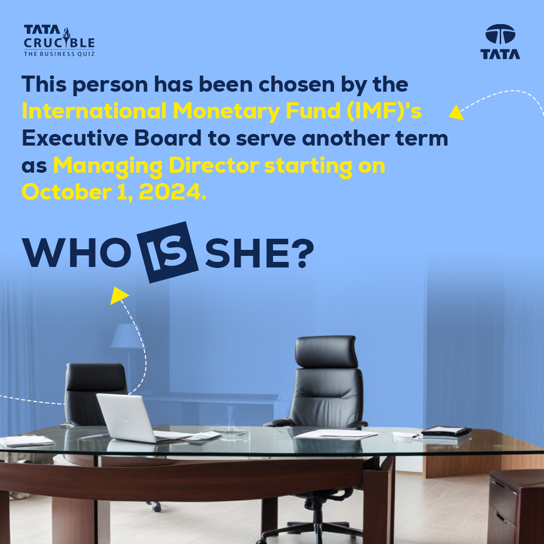 Who is this trailblazing leader?
​Drop your guesses in the comments and let’s discuss the impact of her leadership on global finance!​
​
#TataCrucible #TataCrucibleTurns20 #Economy #EconomicGrowth #Director