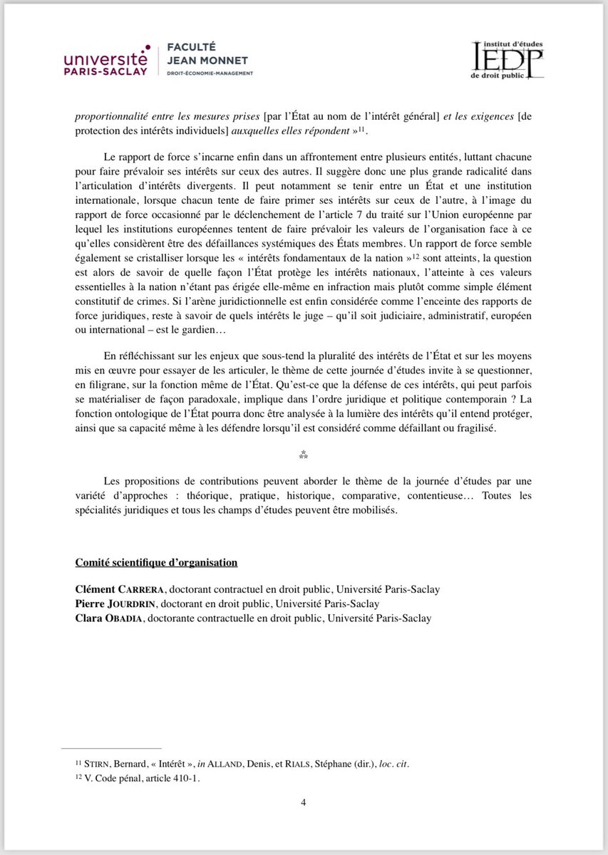 [Appel à contribution!] La jeune recherche de l’IEDP vous appelle à contribuer à sa prochaine journée d’études des jeunes chercheurs pour l'année 2022/2023, qui portera sur les "Les intérêts de l’Etat : harmonisation, compromis ou rapport de force ?". A vos plumes ! <a href="/univ_droit/">Univ-Droit</a>