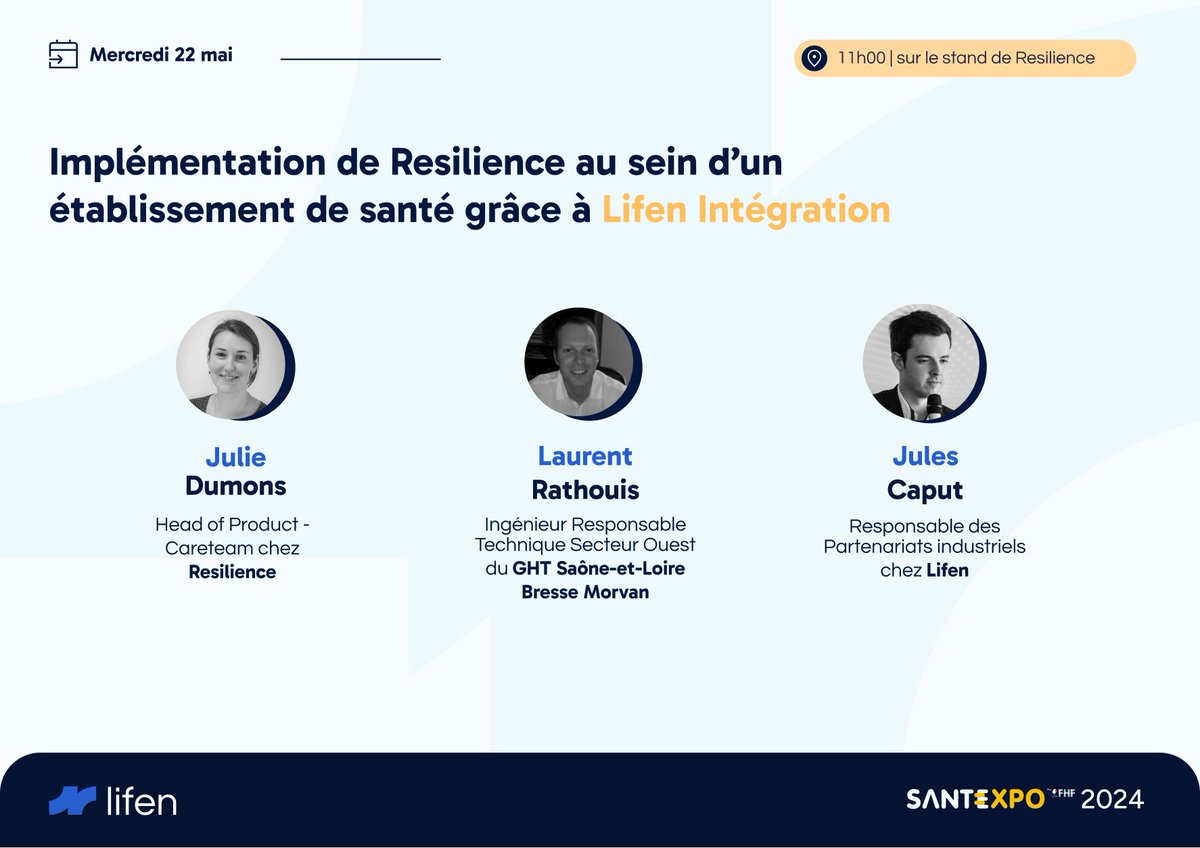 🎤 Implémentation de Resilience au sein d'un établissement de grâce à Lifen Intégration 
Retrouvez Jules Caput, Responsable des partenariats industriels chez Lifen sur le stand Resilience en K79 dès maintenant !