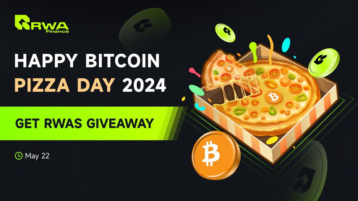 🎉🍕 BTC Pizza Day #Giveaway Alert! 🍕🎉

💥150 #RWAS to celebrate #BTCPizzaDay! 10 lucky winners share the prize!

To enter:
1️⃣ Follow @RWA_Finance_ 
2️⃣ Rt + Tag 3 + Like
3⃣ Reply with #RWAFINANCE

Optional👉t.me/RWAFinanceComm… (increases your CHANCES of winning)

⏰ Until