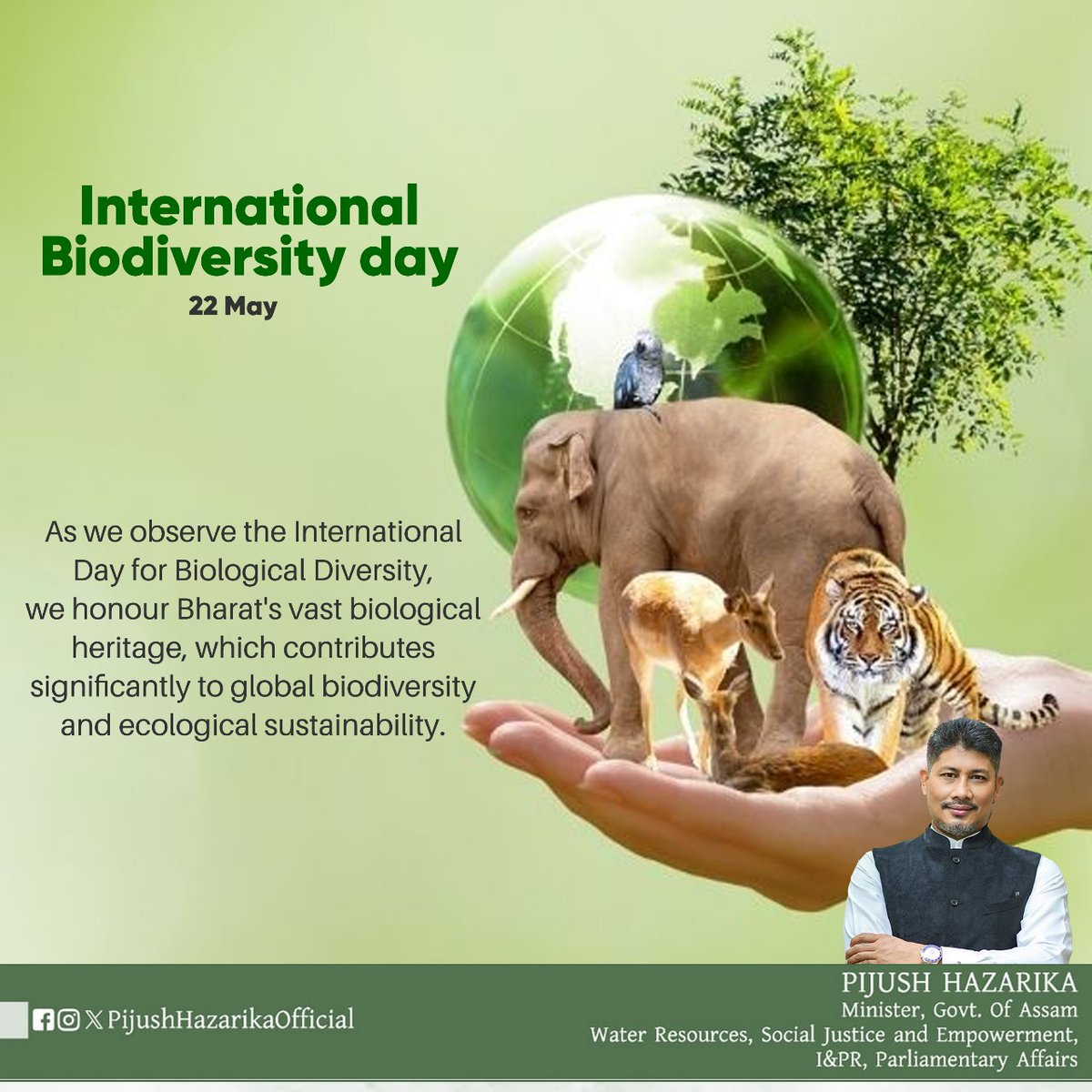 Assam is a land of biological hot spot consisting of high biodiversity including many endangered species. On #InternationalBiodiversityDay, let's commit ourselves to do our every bit to conserve precious wildlife and their habitats.