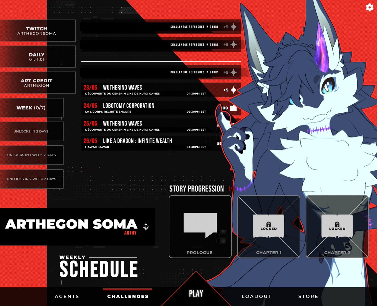 Arthegon's tweet photo. Poyo mes cuty ,
J'espère que vous aller bien ?
Voila le planning de la semaine ^w^
Jeudi & Samedi: Wuthering Waves
Vendredi: Lobotomy Corporation
Dimanche: Like a dragon
#vtuberfr #vtuberEN #Arthy_Live https://t.co/cNzS7u83Gv