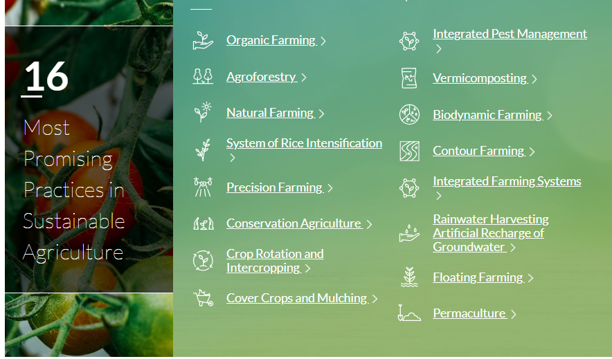 ✅16 Promising Practices for Sustainable Agriculture 

Organic Farming
Biodynamic Farming
Precision Farming
Crop Rotation & Intercropping
Cover Crops & Mulching
Permaculture
System of Rice Intensification
Contour Farming
Integrated Farming Systems
Floating Farming
IPM

🧵👇

CEEW