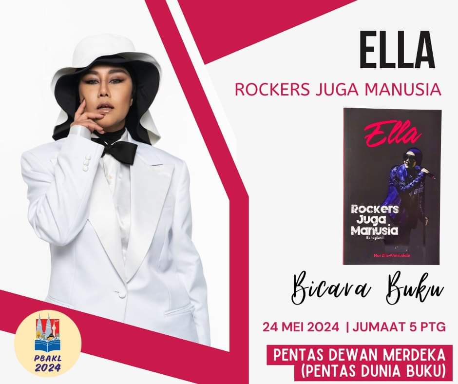 Jumaat nanti hari pertama PBAKL, kita ada sesi sembang buku bersama Ella, ratu rock Malaysia.

Kak Ella akan bercerita tentang bukunya Ella Rockers Juga Manusia dan dah tentu tentang pengalaman dalam nyanyian

Jemput datang ya. Dengarnya Kak Ella ada perform juga.

#pbakl2024
