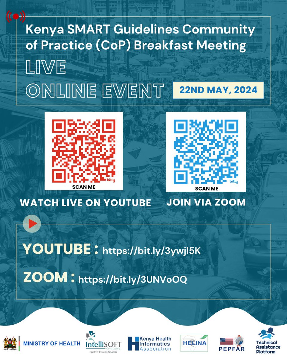 IntelliSOFTLtd's tweet photo. It's happening NOW! The Inaugural Kenya #SMARTGuidelines Community of Practice Meeting is LIVE.
Be part of this groundbreaking event shaping the future of #digitalhealth
Register: https://t.co/yJc7XP7275
Livestream: https://t.co/J7bhYAn5ig
Join the conversation https://t.co/MeMIeervYi