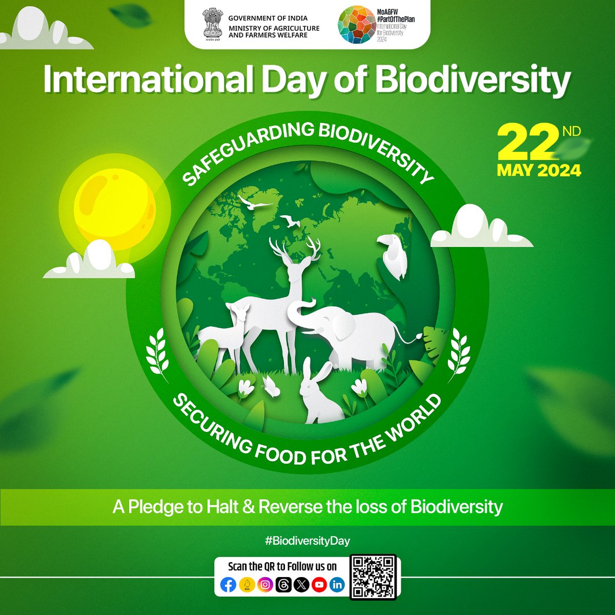 International Day of Biodiversity 2024! “Biodiversity & Agriculture,” seeks to highlight the importance of sustainable agriculture to preserve biodiversity, to ensure that farmers are able to feed the world & maintain agricultural livelihoods #BiodiversityDay #PartOfThePlan