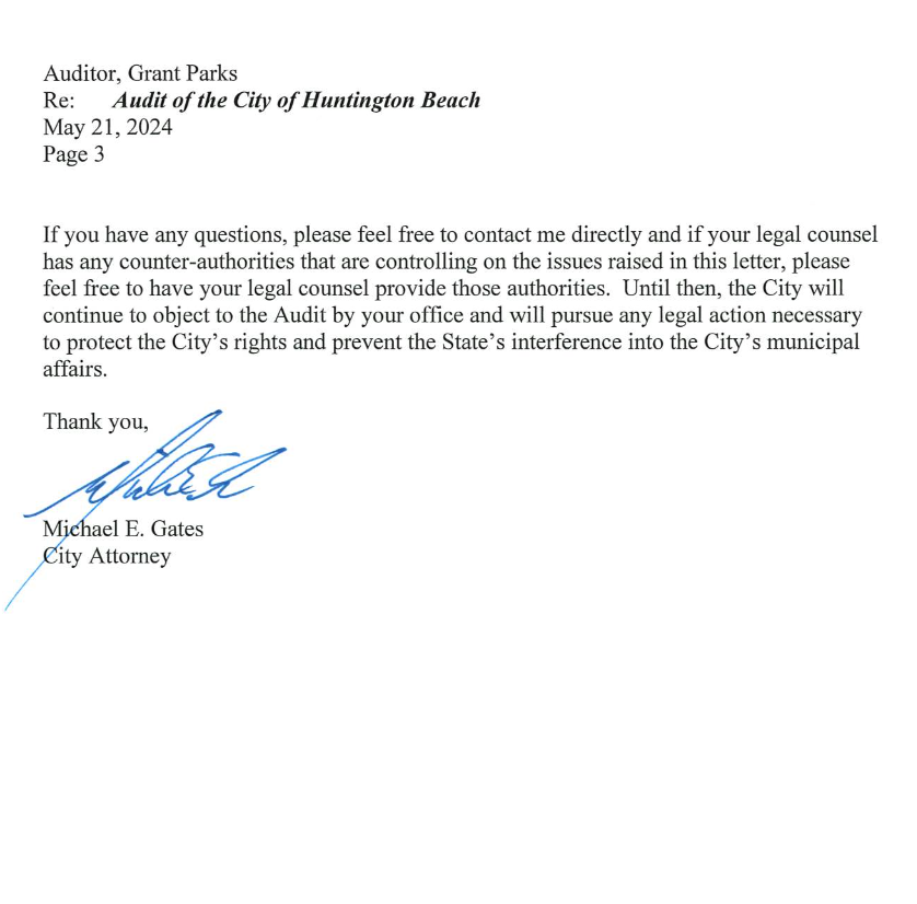 Huntington Beach is now threatening legal action against the CA State Auditor for auditing the HB airshow. This should be fun.