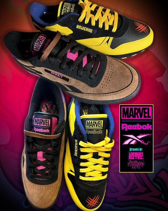 Ad: Marvel x Reebok 'X-Men' by @UrbanAztec Collection Club C Revenge 'Gambit' Champs:bit.ly/3WjQCes Foot Locker:bit.ly/3JMbEuN Classic Leather 'Wolverine' Champs:bit.ly/4djy5VF Foot Locker:bit.ly/3WpcoO6