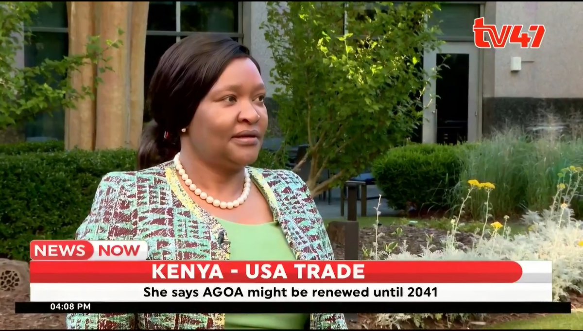 I engaged Trade & Investment CS @rebecca_miano in Atlanta, and she told me that they are hopeful that #AGOA will be extended to 2041. Catch that conversation on @tv47news YouTube Channel.