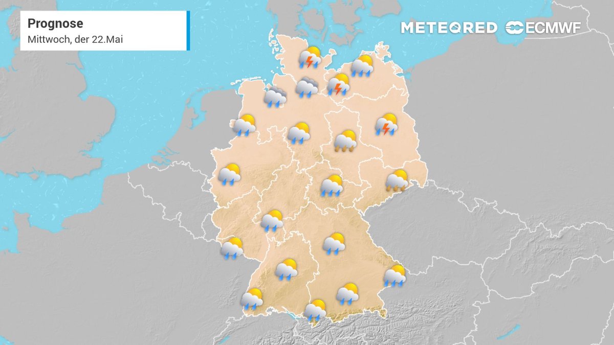 #WetterHeute Aufgepasst! Heute #Unwetter im Nordosten von Deutschland, sonst auch einzelne Schauer!🌧️  🗺️ Mehr Wetterkarten unter: daswetter.com/wetterkarten/