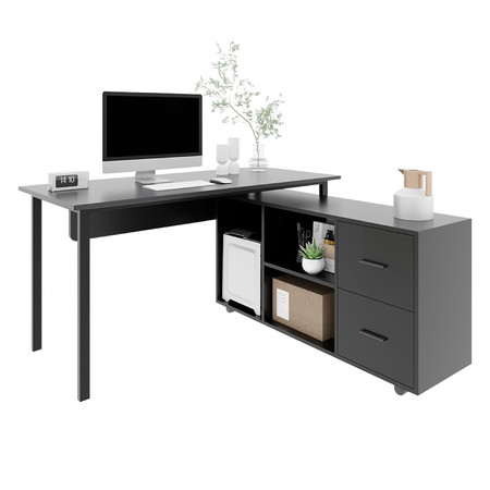 Computer Office Desk with Shelves & Detachable Cabinets Buy Now >>> tinyurl.com/3z28p4zs #computerdesk #officedesk #studydesk