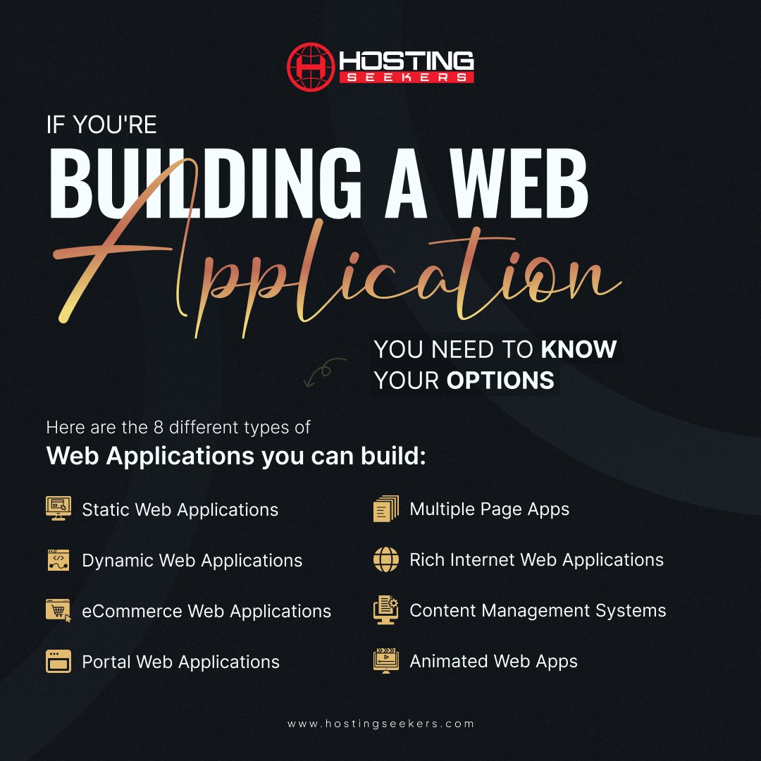 Hostingseekers1's tweet image. Are you creating a web app? 

You have numerous choices. 

Consider the different types of web applications you can develop.

For further details, visit us now:👉🏻 bit.ly/3UJoVJC

#webserver #webapplication #applicationserver #digitaltechnology #server #business