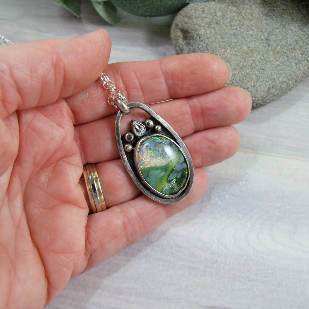 Dichroic Glass Valley Necklace, Sterling Silver... - Folksy folksy.com/items/8335725-… #newonfolksy