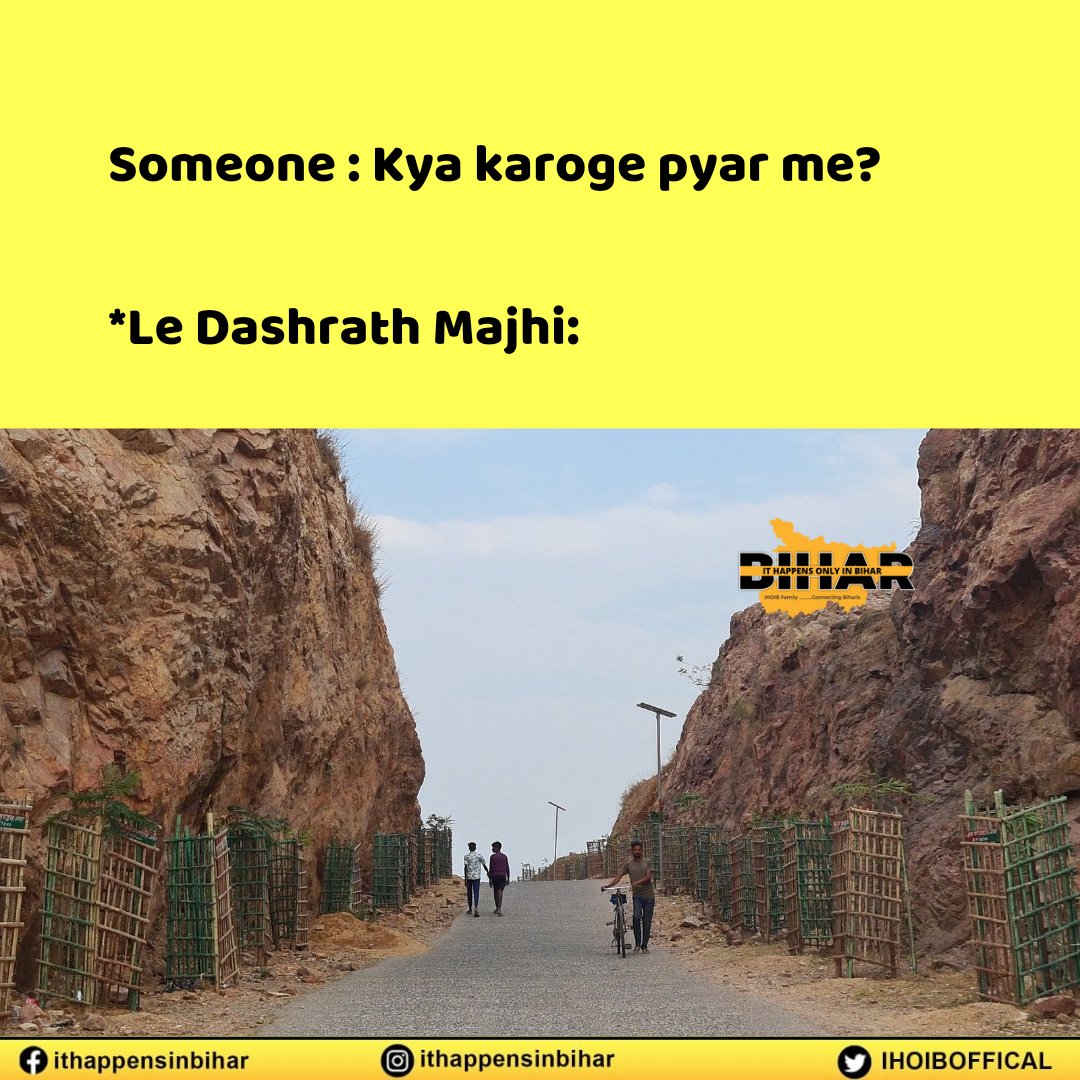 For the love of his wife, Dashrath Manjhi reshaped the earth itself, proving that true love's strength can move mountains. #IHOIB #Bihar #DashrathManjhi #ManjhiTheMountainMan #EkBihariSabParBhari #Gaya