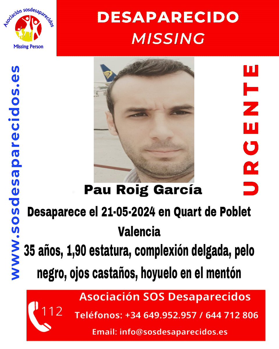 🆘 DESAPARECIDO #sosdesaparecidos #Desaparecido #Missing #España #Valencia #QuartdePoblet Fuente: sosdesaparecidos Síguenos @sosdesaparecido