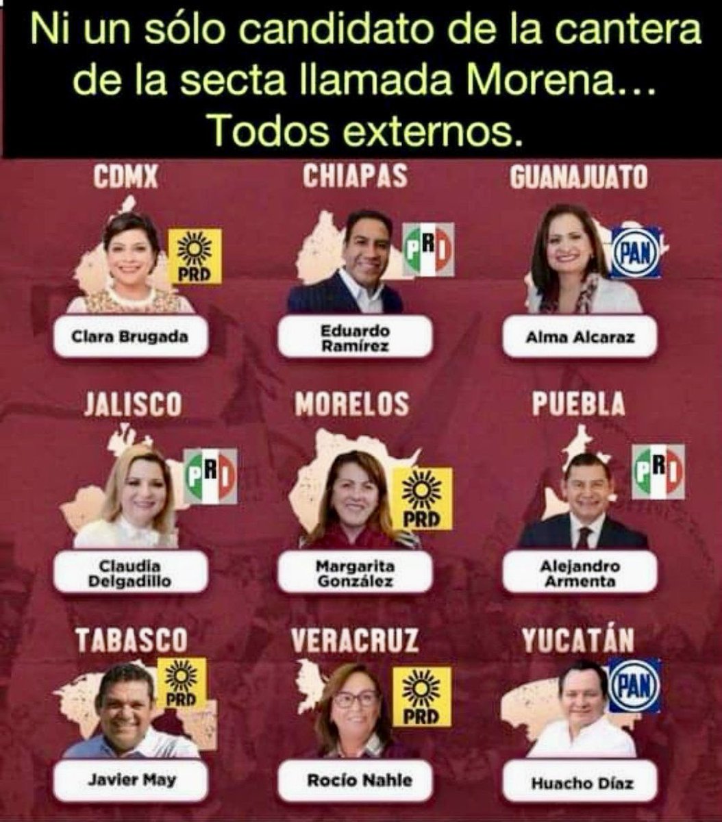 Estos son los del PRIAN de los que habla la sheimbaun  que en este momento son candidatos de morena, y acuérdense tanto AMLO, sheimbaun delgado, y varios eran del pri y nunca dijeron nada porque disfrutaba de lo que robaban