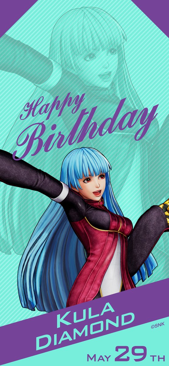 【Birthday Pick UP】
Let's celebrate the birthdays for some of SNK's characters!

Today is May 29th, KULA DIAMOND's birthday!
Happy Birthday, KULA DIAMOND!

snk-corp.co.jp/us/games/kof-p…
#SNK #KOF15 #KOFXV #HBD