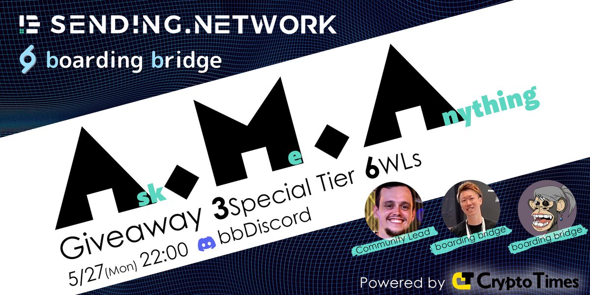 web3のためのコミュニケーションレイヤー「SendingNetwork」のAMAを開催✈️ ⏰ 5/27（月) 22:00 bb Discord & X 🎁 Giveaway： 3 WLs for Tier 6 ✅Like & RT、Follow↓ @SendingLabs & @bb_jpdao ✅Join AMA Link3 ➡️ link3.to/e/iEKyr8 X Space ➡️ x.com/i/spaces/1BRKj…