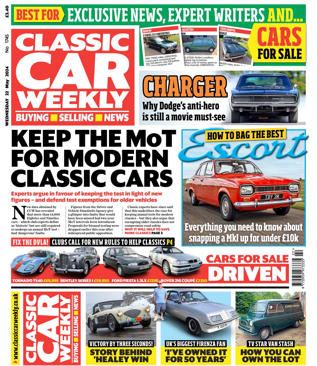 Why the MoT is still essential for modern classics, how you can help to re-write DVLA rules on classics, top tips on buying the Ford Escort MkI and all the latest classics for sale - it's all in today's packed issue...