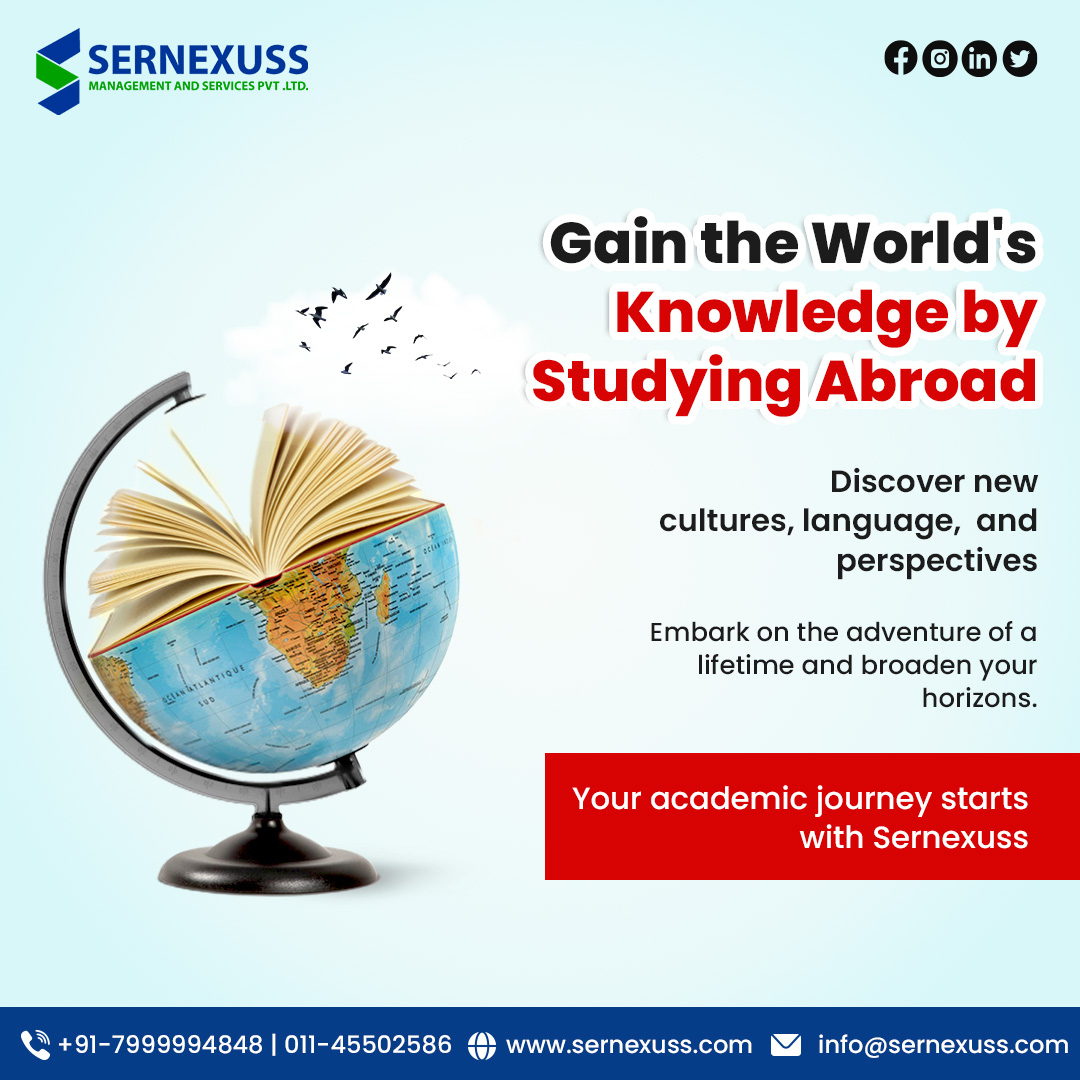 It's never too late to make your dream of studying abroad come true. Connect with Sernexuss to apply. For more information call us at +91 7999994848 or drop an email to us at info@sernexuss.com You can also chat with our experts: bit.ly/3YFARfD #studyvisa #sernexuss