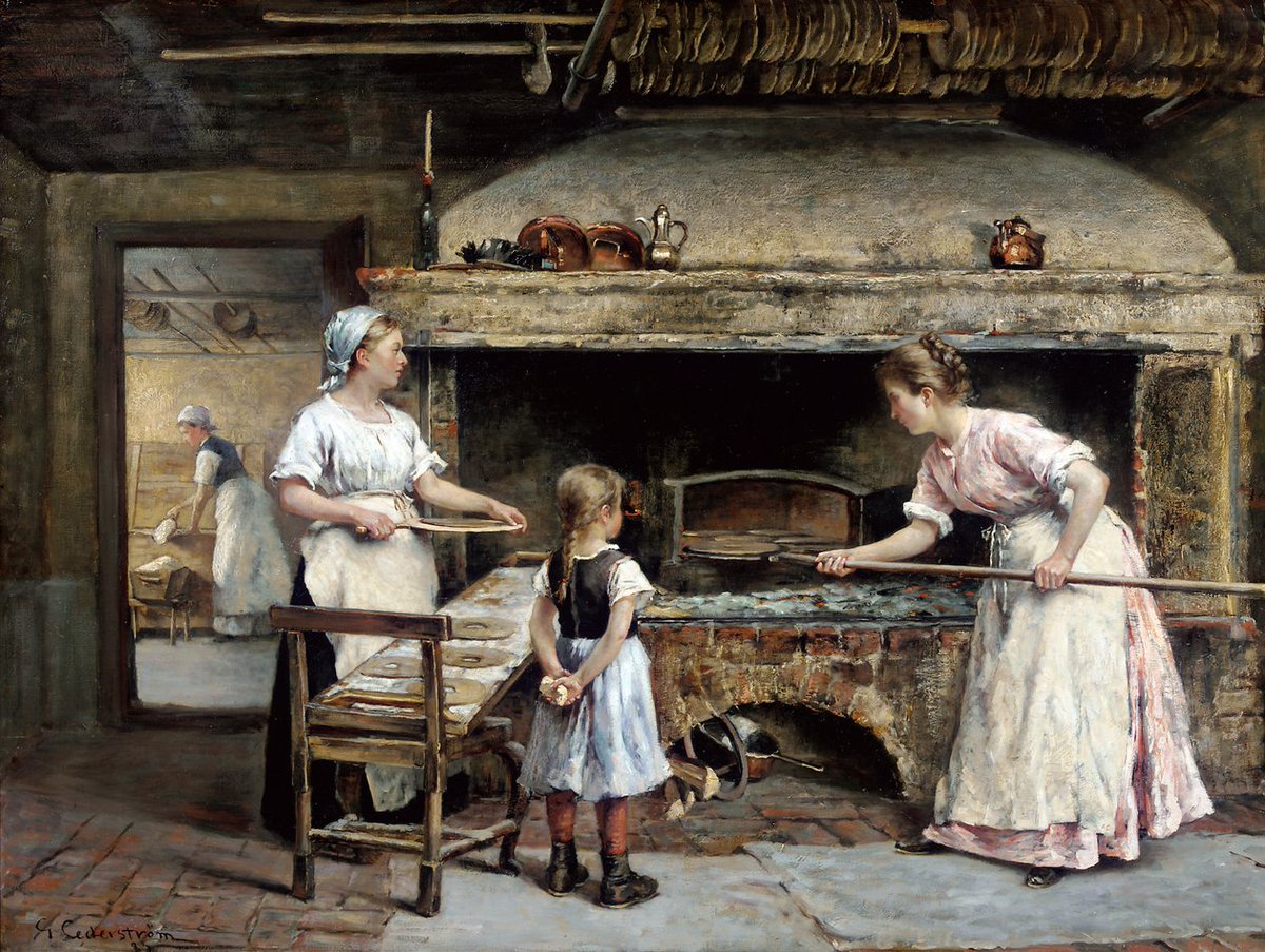 ¡Buenos días y feliz miércoles! 'Dentro de una panadería', del pintor sueco Gustaf Olof Cederström (1845-1933).