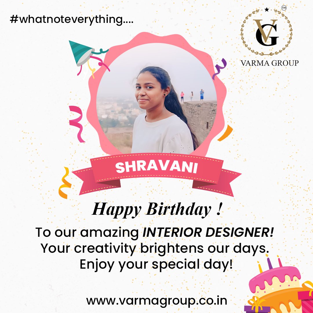 'Happy Birthday to Shravani, our talented interior designer!' - #VarmaGroup #HappyBirthdayShravani #TeamCelebration

For More Details,
Contact: 9966 111 397
Website: varmagroup.co.in
#HappyBirthday #Celebration #TeamVarmaGroup #InteriorDesigner #CreativeMind #BirthdayWishe