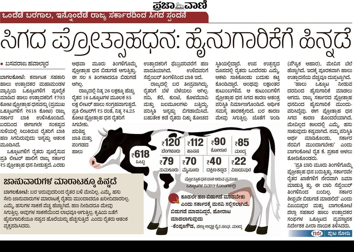 ಒಂದ್ ಏಡು ಮುಗಿಸಿದ ಕಾಂಗ್ರೆಸ್ ಪೆಡುಪು - 7 ತಿಂಗಳಿಂದ ಹಾಲು ಕರಾವು ಇರೋವ್ರ ನೆರವಿನ ಕಾಸು ಕೊಟ್ಟಿಲ್ಲ. ಇದ್ರಲ್ಲೂ ಜಾತಿ ಲೆಕ್ಕಾಚಾರ ಮಾಡಿ ನೆರವಿನ ಕಾಸು ಕೊಡ್ತಾರೆ ಅಂತ ಗೊತ್ತಿರಲಿಲ್ಲ... ಇದ್ನ ಮಿಗಿಯಾಗಿ ಓದಿದ ಮೇಲೆ ತಿಳೀತು 
#CongressFailFarmers