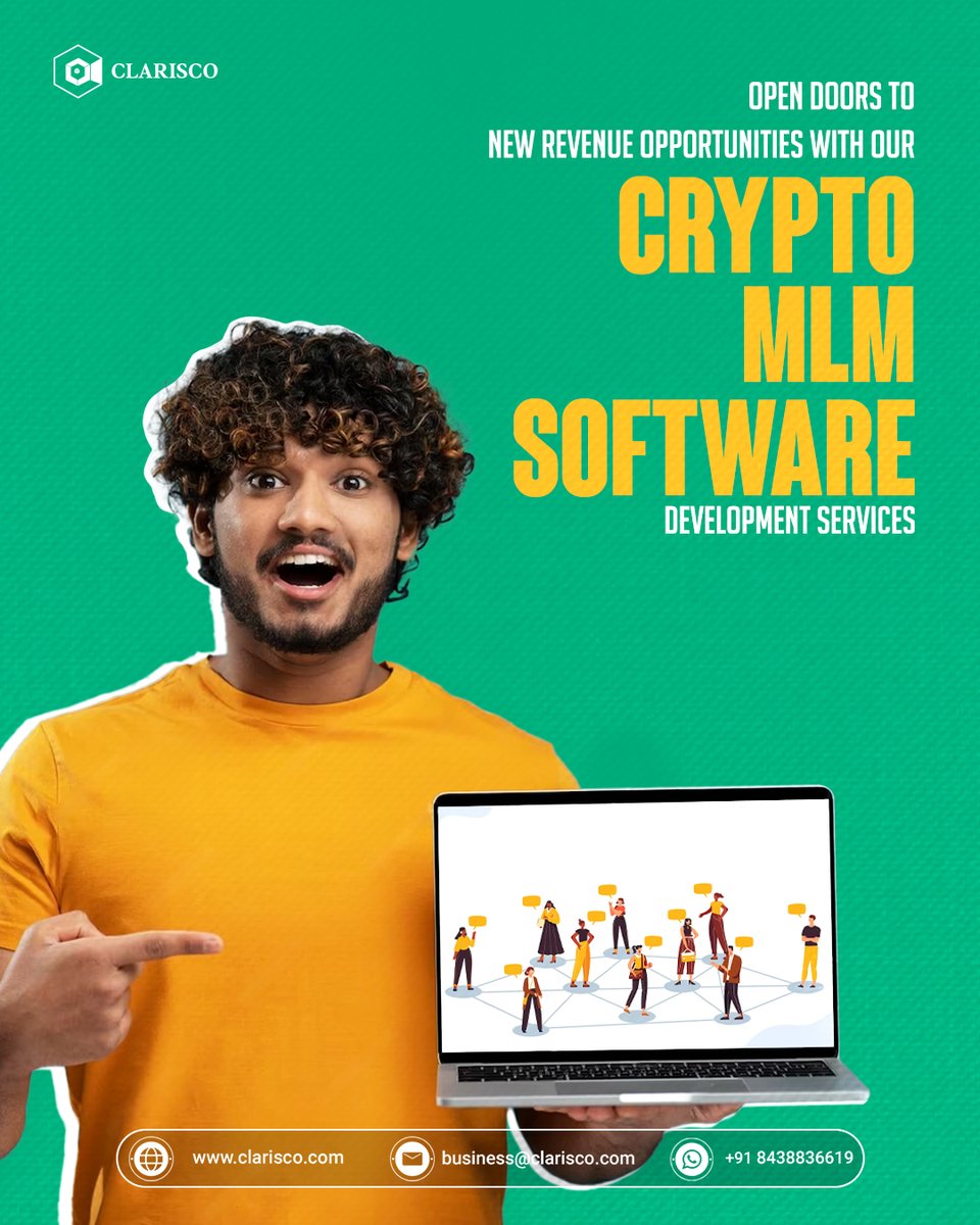 Ready for the future of MLM? Our Crypto MLM Software Development services are made just for you!
tinyurl.com/yc3vdb9e

#clarisco #cryptomlm #mlmsoftware #blockchain #cryptodevelopment #cryptotech #blockchainmlm #mlm #cryptoinnovation  #mlmdevelopment  #blockchaintechnology