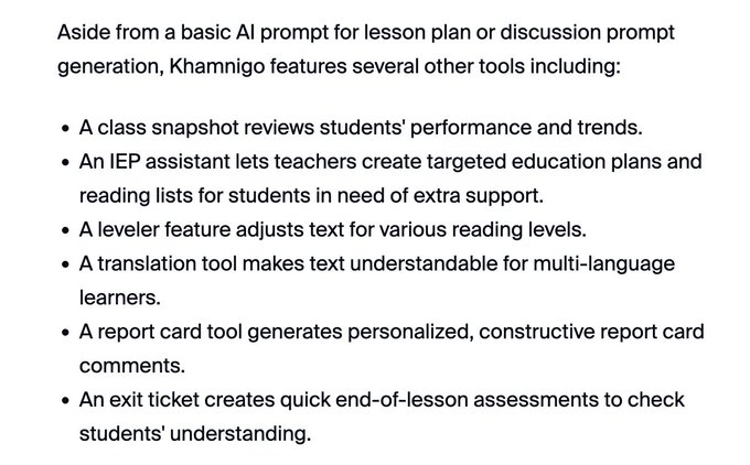 Microsoft, Khan Academy offer free AI assistant to all US teachers https://t.co/fBCjClmuk7 https://t