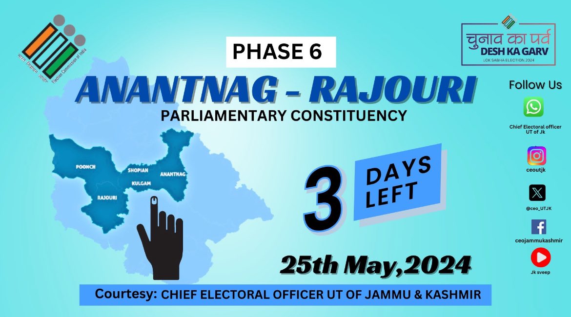 #CountdownBegins! Make your voice heard, mark your calendars & let's shape the future together! #Election2024 #PhaseVI @ECISVEEP @ceo_UTJK