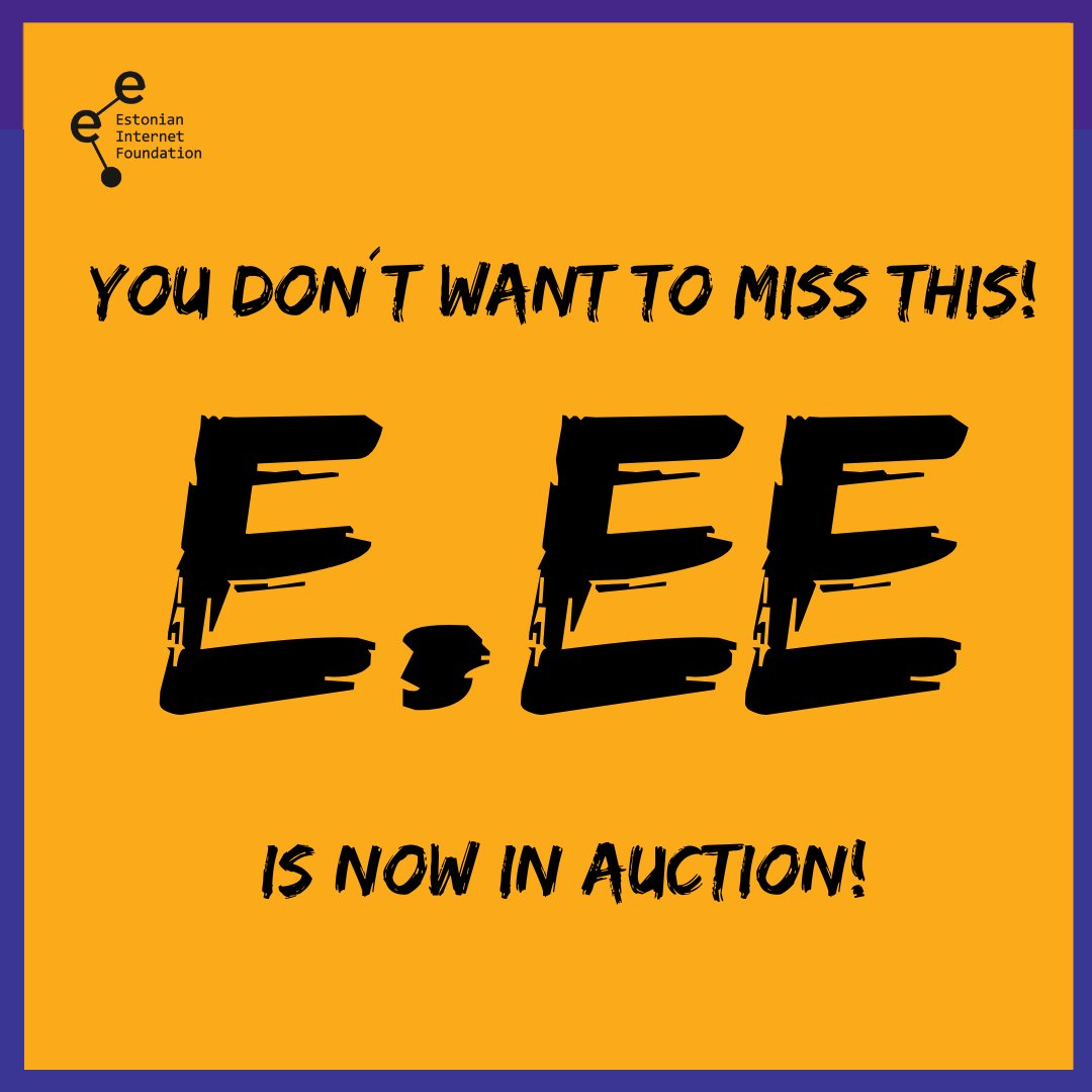 🤩 This is your chance - e.ee is now available for everyone worldwide.
👉 Make sure to learn more and place your bid at auction.internet.ee!

#domainsale #DomainsForSale
