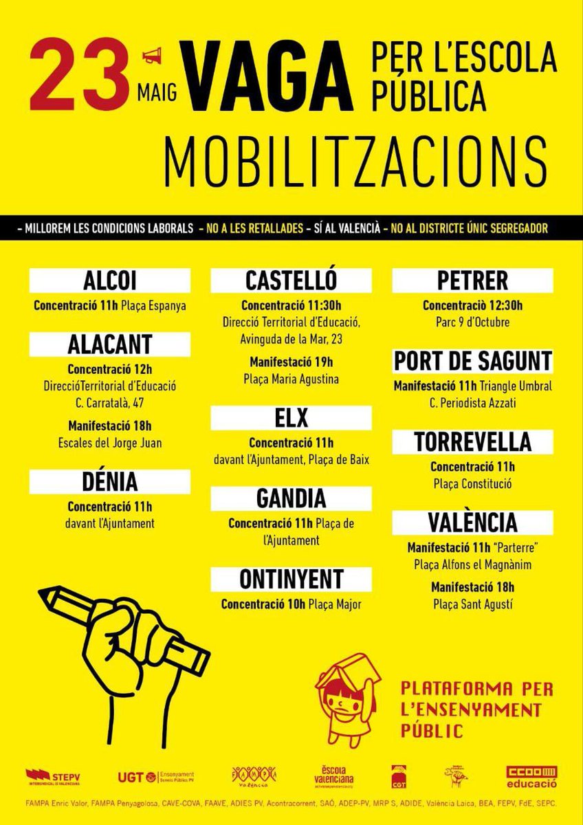 Todo preparado para la huelga. #Vaga23M
¡Mañana al País Valencià todas a la calle para defender la educación pública!