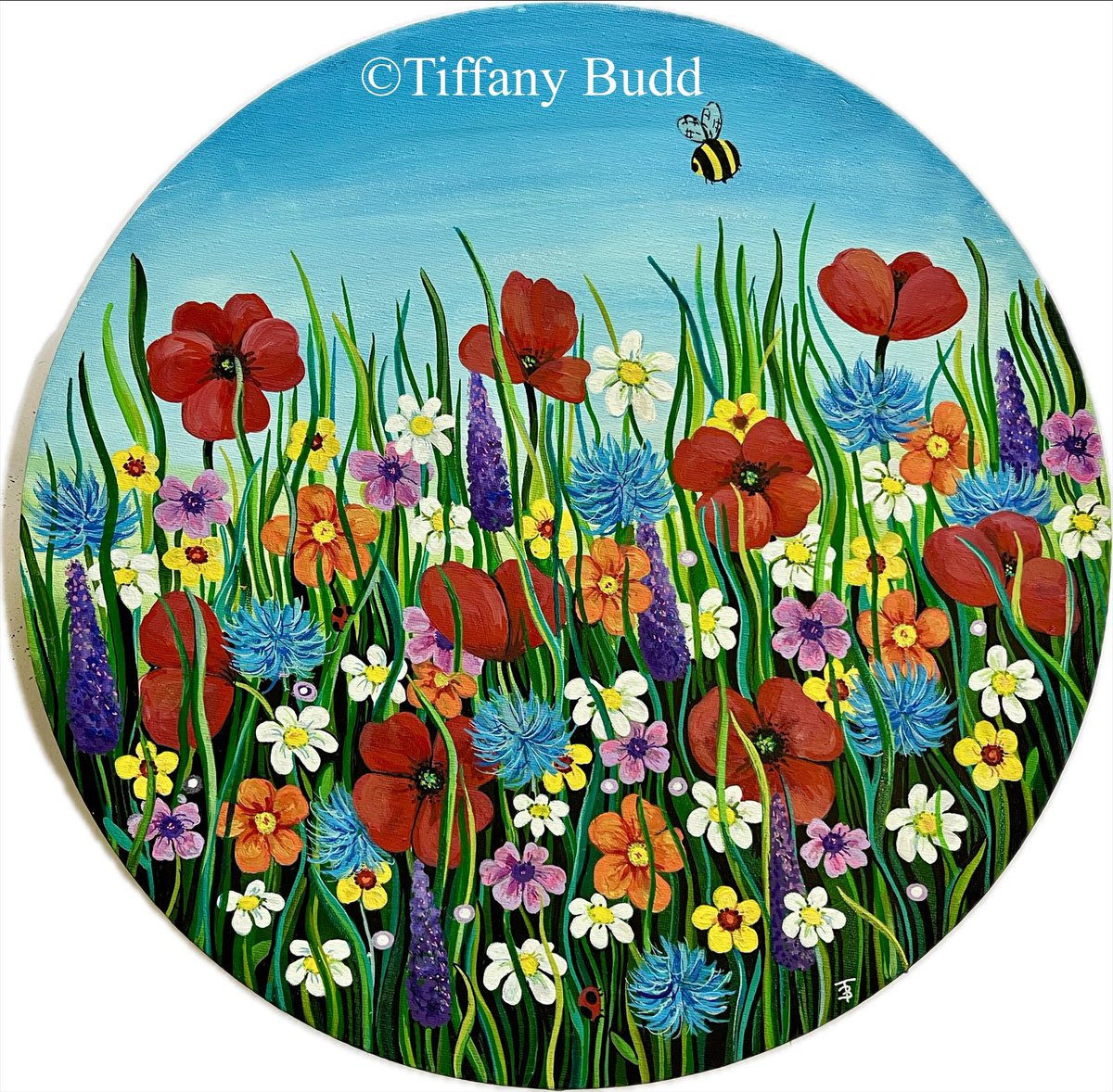 ‘Around the Meadow’ My circular original acrylic piece of garden, for your wall! Only this one available. Invest in a piece of art. 🖼️ ❤️ tiffanybudd.bigcartel.com/product/around… #mhhsbd #earlybiz #meadow #flowers #UKMakers