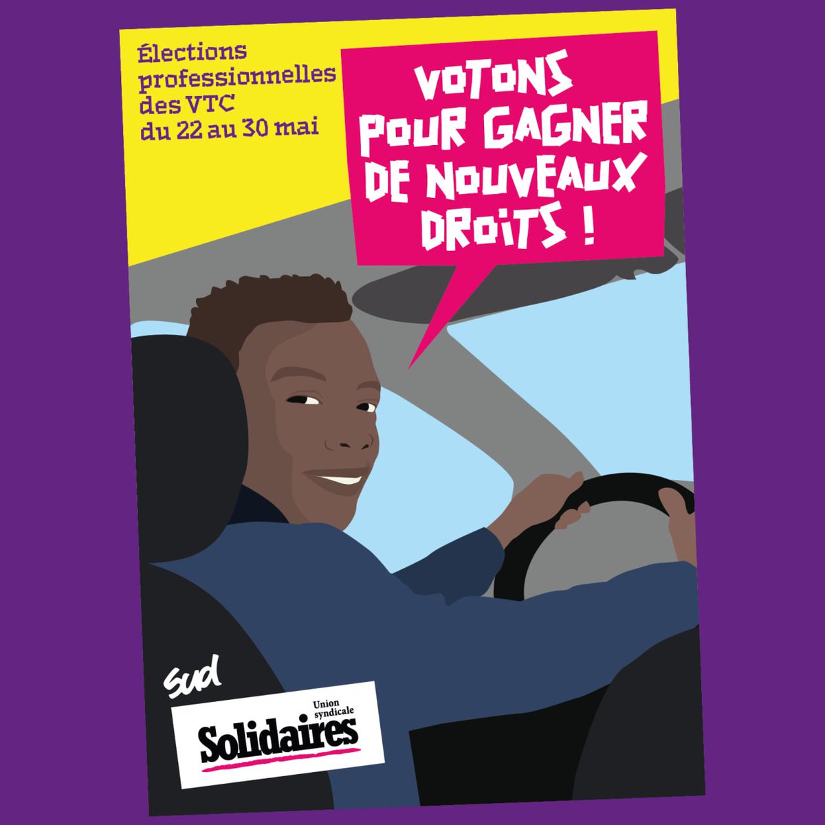 VTC, votons pour gagner de nouveaux droits du 22 au 30 mai 2024.

L’exploitation, ça suffit !

Nous demandons :
📌La transparence sur la rémunération : les caractéristiques de chaque course (durée, distance, rémunération) doivent apparaître clairement sur l’application.
📌Une