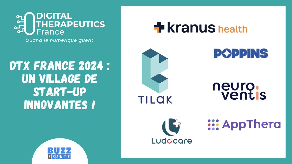 📢 @TechToMed organise le 2 juillet prochain la 3ème édition de @DtxFrance , événement français d’ambition internationale dédié aux nouvelles thérapies numériques.

👉 Focus sur ces start-up innovantes sur @Buzzesante : buzz-esante.fr/dtx-france-202…

#hcsmeufr #esante #DTx