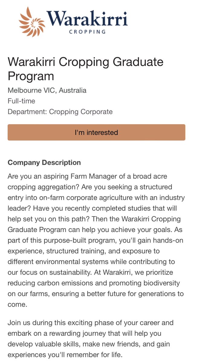 It’s that time of the year when we start looking 👀 for the next rising stars of agriculture. If you’re in your final year of studies this is a great way for your career to hit the ground running! Details in the link: jobs.smartrecruiters.com/WAM/7439999887…