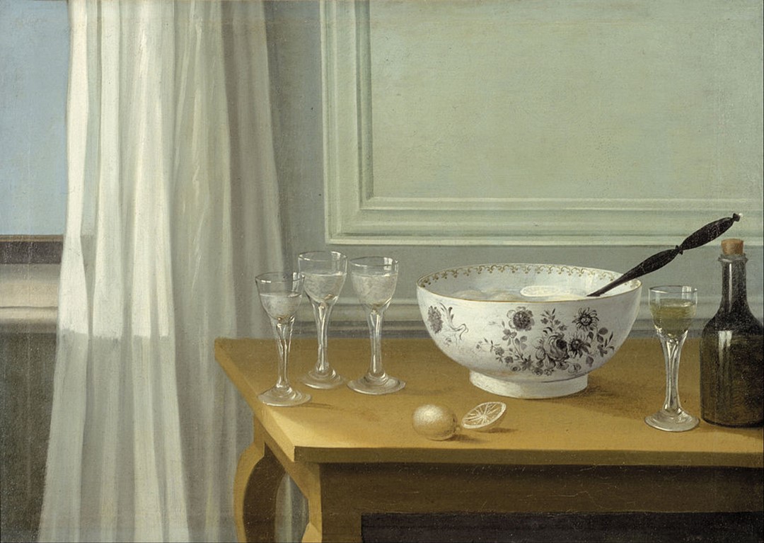 Nils Schillmark was somewhat of a pioneer of still-life paintings in Finland. Here’s his quiet depiction of a Chinese porcelain punch bowl and freshly cut lemon on a table top (1797)
