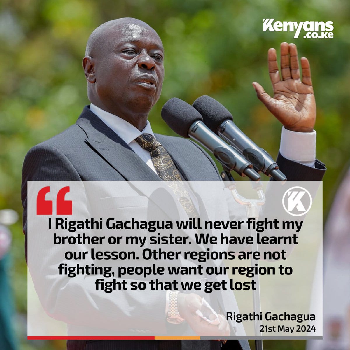 Deputy President Rigathi Gachagua wasted 2 years insulting Baba Raila Odinga, spreading hatred and politics of shareholders.

He thought that this would make him admirable and fearless. That this would endear him more to his people and Kenyans.

He called himself a TRUTHFULL man