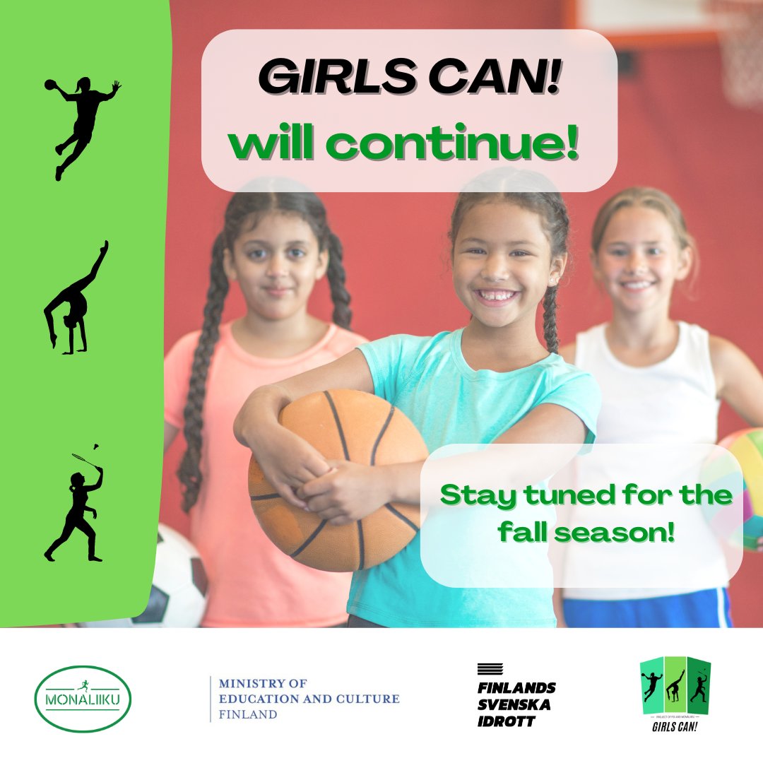 Girls Can! will continue! 
Thank you <a href="/okmfi/">Opetus- ja kulttuuriministeriö</a>  for supporting and promoting a project that aims to make sport accessible to migrant young girls. With <a href="/idrottfi/">Finlands Svenska Idrott</a> , this year we were able, together with our partner to organize volleyball, gymnastics and badminton classes.
Stay tuned!