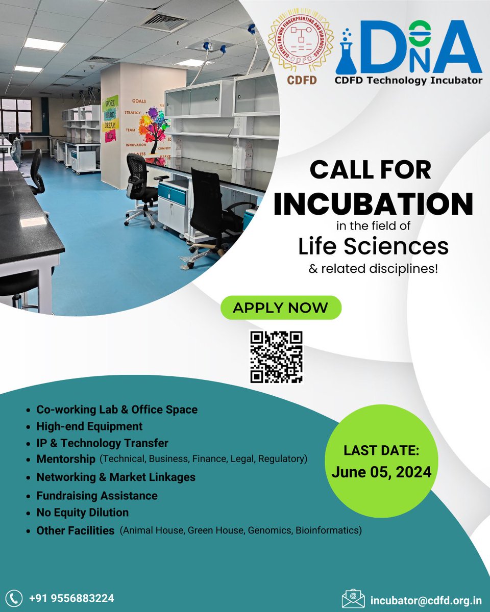 Calling innovators and startups in the field of life sciences & related disciplines!

Join us and fuel your entrepreneurial journey with co-working space, high end equipment, mentorship and a vibrant community. 

Apply Here: forms.gle/9rD5p9XPPEnsNv…
