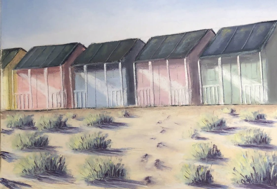 Geraldine Segre To the Beach Huts Chalk Pastel on Sanded Board 15” x 12” Framed artwork500.co.uk/product/to-the… 📩 PM For Further Enquiries 🚚 Free Postage Throughout the UK 📲 Klarna, Clearpay Options Available #suffolklife #suffolk #suffolkcounty #suffolkcoast #suffolkphotography