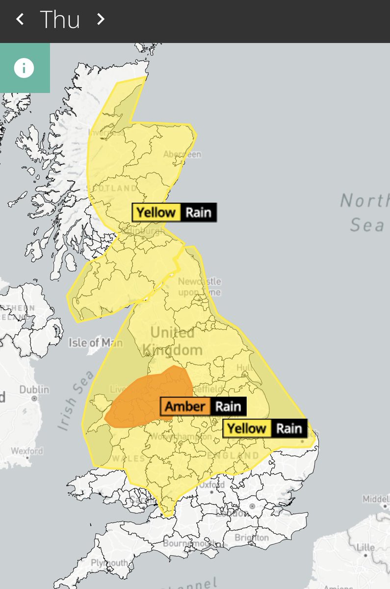 ⚠️ Amber warning for heavy rain⚠️ 

💦 30-40mm: Widespread in Amber area.
💦70-90 mm: high ground in NW England.
‼️ 100-150mm or more: Mountains of north Wales.

#ukweather #flooding #WeatherWarning