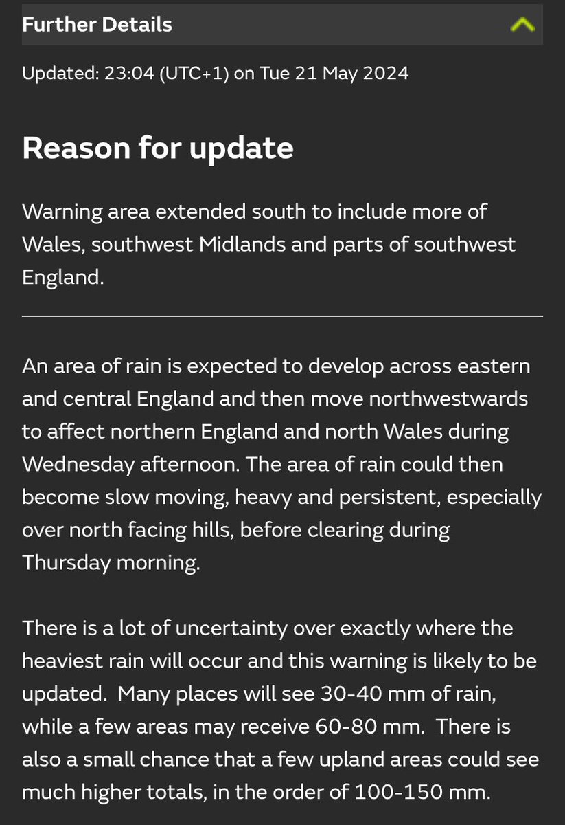 ⚠️ A @metoffice warning for heavy rain is in force today for the county.